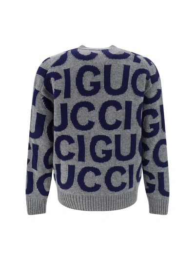 Shop Gucci Knitwear In Grey/blue