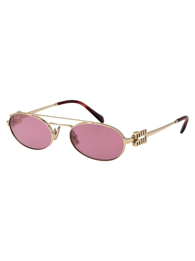 Shop Miu Miu Sunglasses In Zvn50d Pale Gold