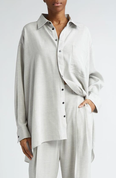 Shop Jacquemus La Chemise Poche Slub Button-up Shirt In Light Grey