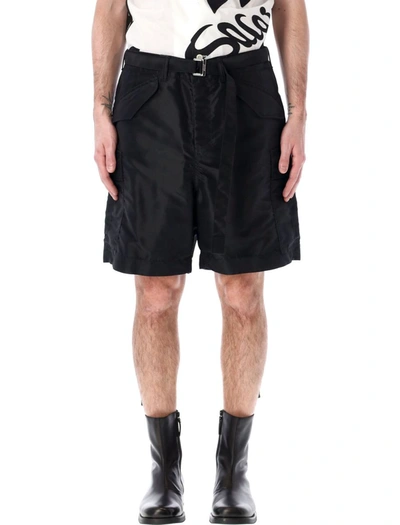 Shop Sacai Nylon Cargo Shorts In Black