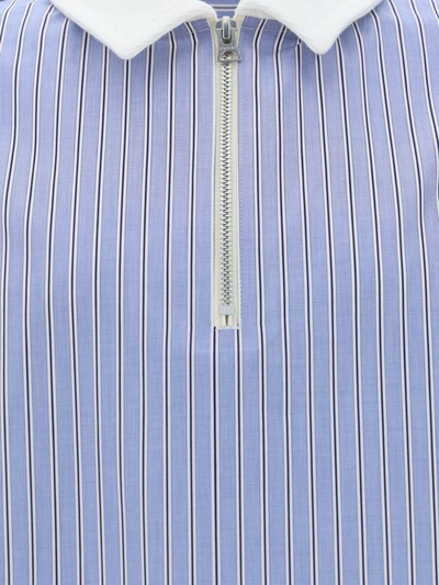 Shop Sacai Polo Shirts In L/blue Stripe