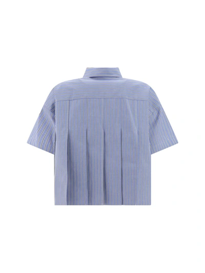 Shop Sacai Shirts In L/blue Stripe