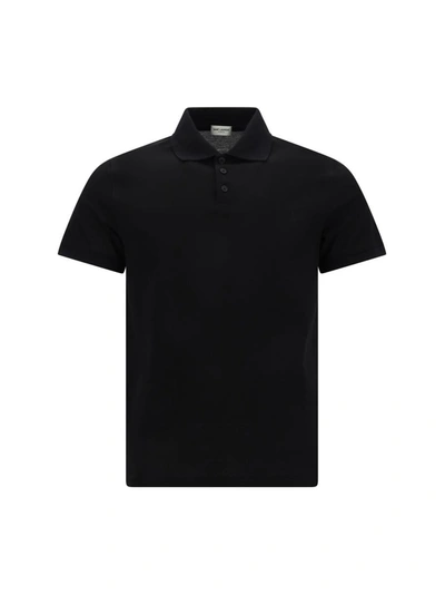 Shop Saint Laurent Polo Shirts In Noir