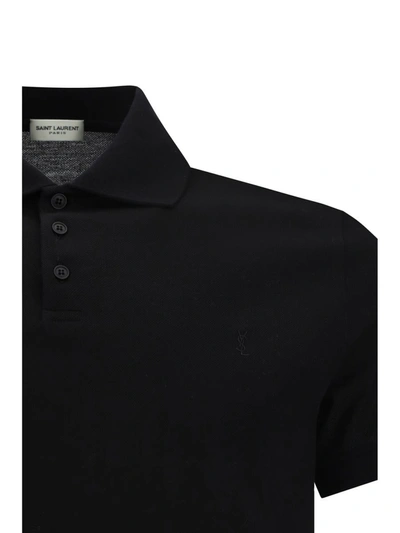 Shop Saint Laurent Polo Shirts In Noir