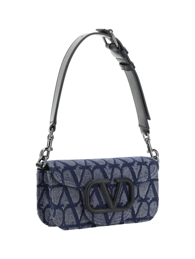 Shop Valentino Garavani Handbags In Melange-denim/nero