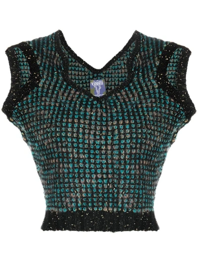Shop Vitelli Liberty Cropped Gilet Clothing In Grey And Azul
