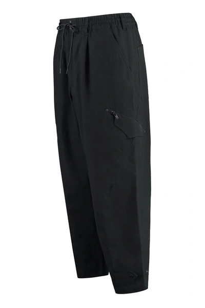 Shop Y-3 Adidas Cotton Cargo-trousers In Black