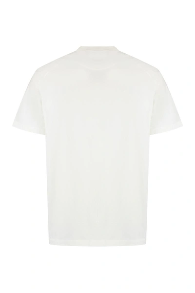 Shop Y-3 Adidas Cotton Crew-neck T-shirt In Ivory