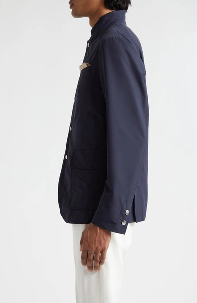 Eleventy Stand Collar Wool Blend Jacket In Blue