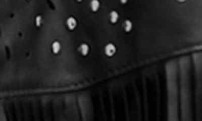 Shop Allsaints Elias Bead & Fringe Detail Leather Jacket In Black