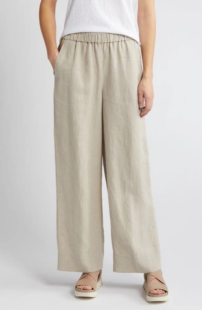 Shop Eileen Fisher Organic Linen Wide Leg Pants In Undyed Natural