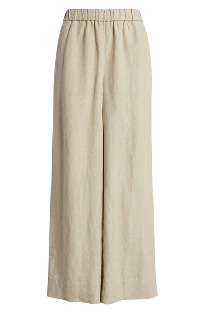 Shop Eileen Fisher Organic Linen Wide Leg Pants In Undyed Natural