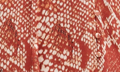 Shop Allsaints Liana Waimea Snakeskin Print Long Sleeve High-low Dress In Red Clay