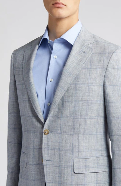 Shop Canali Kei Trim Fit Plaid Wool & Silk Blend Sport Coat In Grey