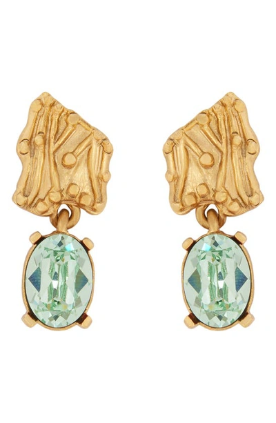 Shop Oscar De La Renta Crystal Drop Earrings In Peridot