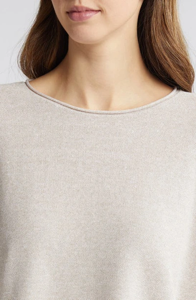 Shop Eileen Fisher Jewel Neck Linen & Cotton Knit Top In Natural White