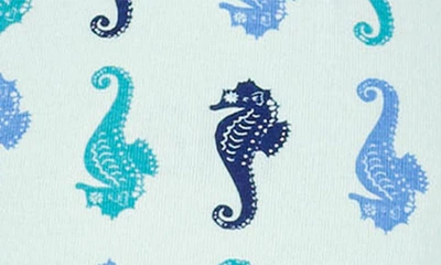 Shop Rachel Riley Seahorse Print Cotton Knit Dress In Blue