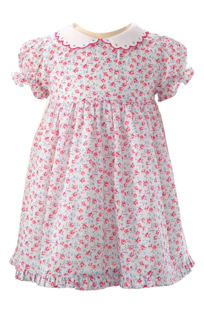 Shop Rachel Riley Floral Puff Sleeve Cotton Dress In Pink