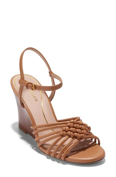 Shop Cole Haan Jitney Knot Ankle Strap Wedge Sandal In Pecan Ltr