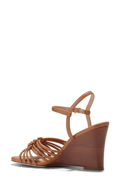 Shop Cole Haan Jitney Knot Ankle Strap Wedge Sandal In Pecan Ltr