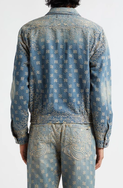 Shop Amiri Bandana Jacquard Blouson Jacket In Crafted Indigo