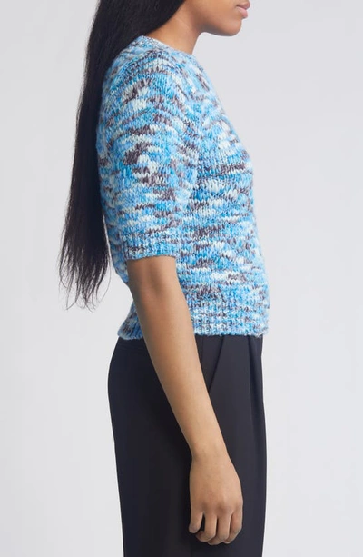 Shop Vero Moda Maddi Marled Puff Sleeve Sweater In Mazarine Blue Detail
