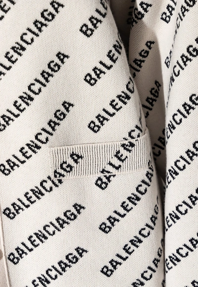 Shop Balenciaga All-over Logo Cardigan In Monochrome