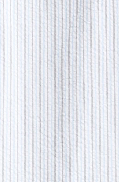 Shop Thom Browne Straight Fit Stripe Cotton Seersucker Button-up Shirt In Light Blue