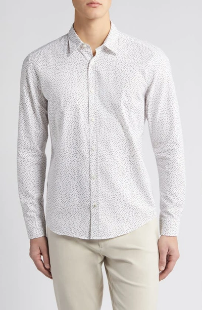 Shop Hugo Boss Liam Ditsy Print Button-up Shirt In Open White
