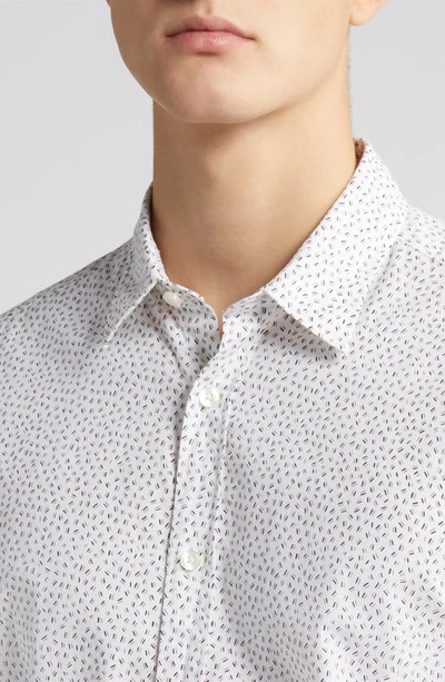 Shop Hugo Boss Liam Ditsy Print Button-up Shirt In Open White