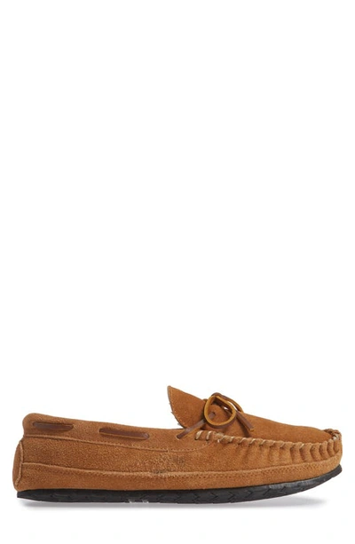Minnetonka Men's Casey Lined Suede Moccasin Slippers Men's Shoes In Cinnamon