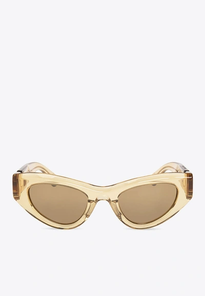Shop Bottega Veneta Angle Cat-eye Sunglasses In Beige