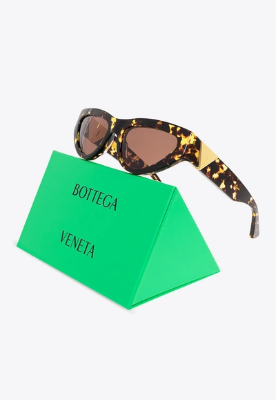 Shop Bottega Veneta Angle Cat-eye Sunglasses In Brown