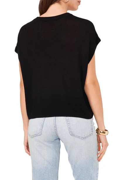 Shop Vince Camuto Short Sleeve Crewneck Sweater In Rich Black