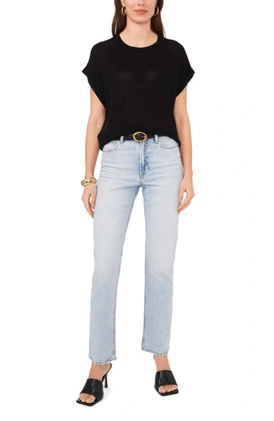 Shop Vince Camuto Short Sleeve Crewneck Sweater In Rich Black