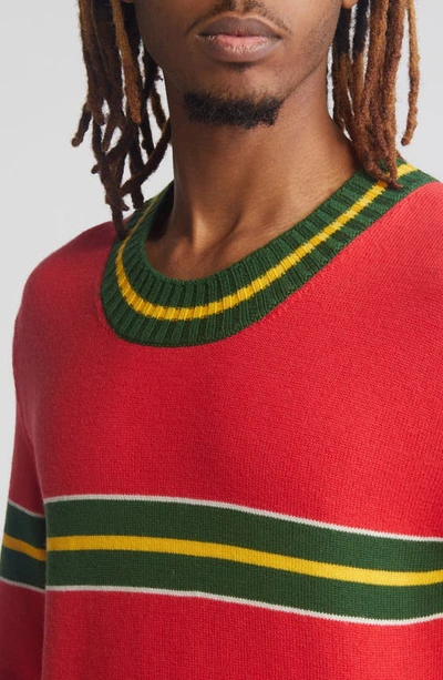Shop Agbobly Togo Stripe Merino Wool Sweater In Red Multi