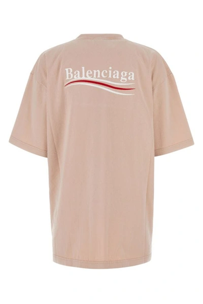 Shop Balenciaga Woman Powder Pink Cotton Oversize T-shirt