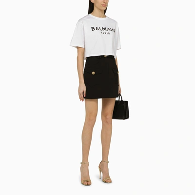 Shop Balmain Black Wool Miniskirt Women
