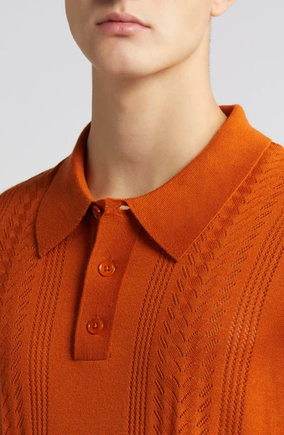 Shop Nn07 Thor Short Sleeve Wool Blend Polo Sweater In Desert Sun