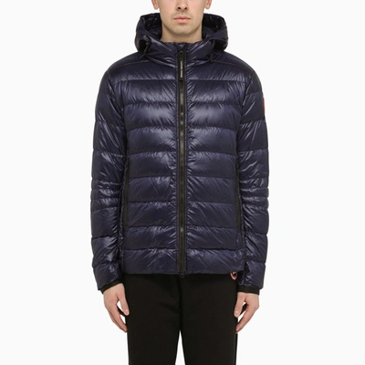 Shop Canada Goose Crofton Hoody Padded Jacket In A Blue Technical Fabric Men