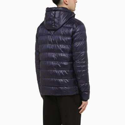 Shop Canada Goose Crofton Hoody Padded Jacket In A Blue Technical Fabric Men