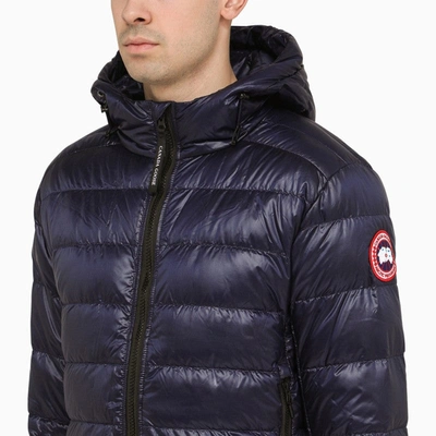 Shop Canada Goose Crofton Hoody Padded Jacket In A Blue Technical Fabric Men