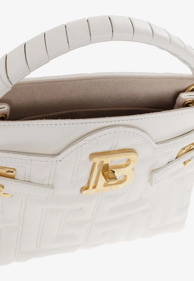 Shop Balmain B-buzz 22 Quilted Leather Crossbody Bag In White