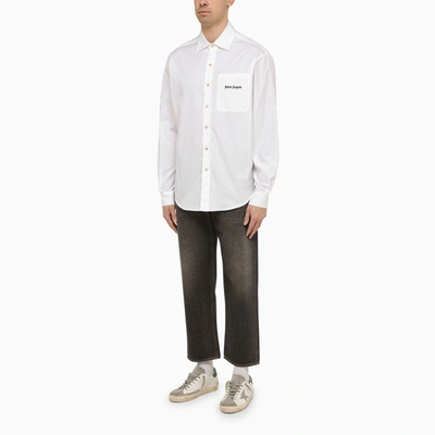 Shop Palm Angels White Cotton Shirt With Logo Men