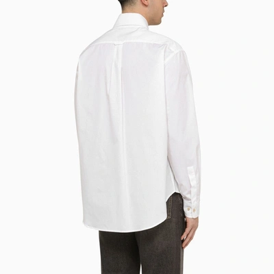 Shop Palm Angels White Cotton Shirt With Logo Men