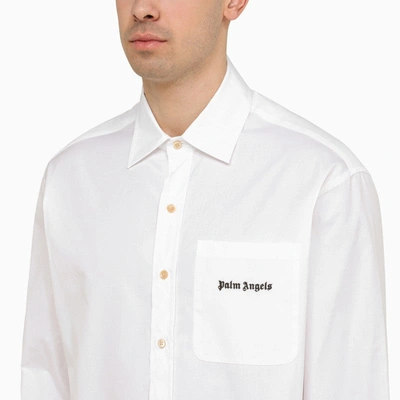 Shop Palm Angels White Cotton Shirt With Logo Men