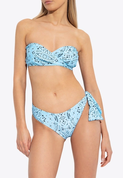 Shop Moschino Bandana-print Bikini Bottom In Blue