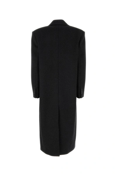 Shop Saint Laurent Woman Charcoal Wool Long Coat In Gray