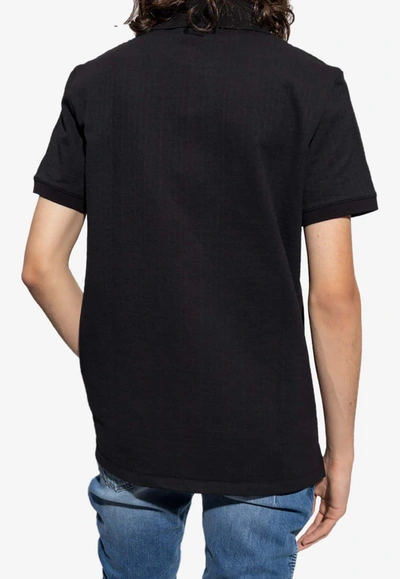 Balmain Monogram Short-sleeved Polo T-shirt In Black