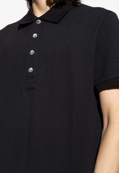 Balmain Monogram Short-sleeved Polo T-shirt In Black